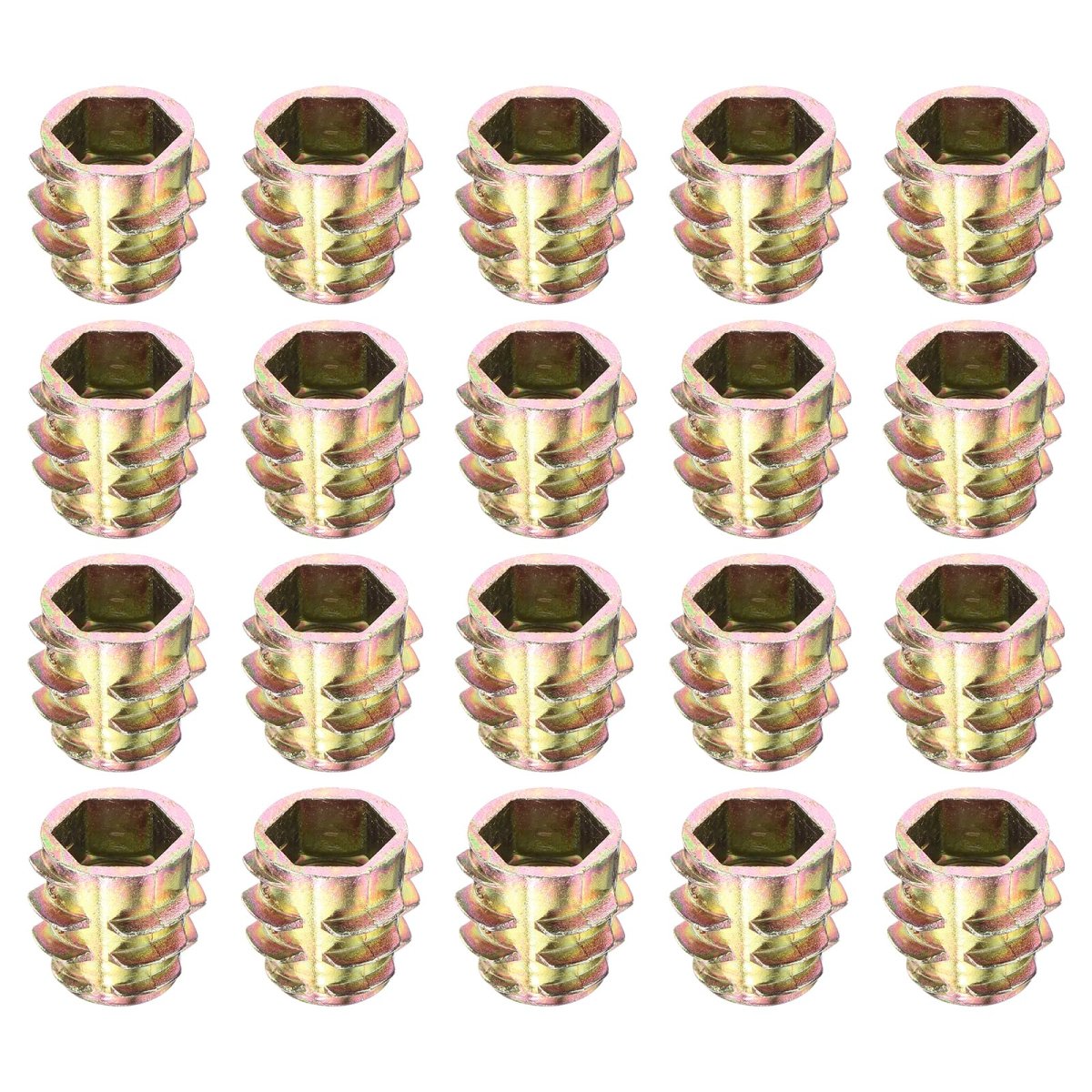 20pcs Hex Threaded Inserts M8-1 25x13 Zinc Alloy-flush Thread Furniture Nuts Hex Socket Drive Insert Bolt For Wood Assortment
