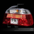 Auto Dynasty Compatible With E39 5-series 4dr Pair Of Chrome Housing Red Rear Brake Signal Tail Light
