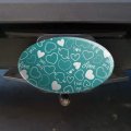 Cute Hearts Love Pattern On Teal Turquoise Oval Tow Trailer Hitch Cover Plug Insert
