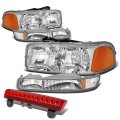 Compatible With Gmc Yukon Gmt800 Pair Of Chrome Housing Amber Corner Headlight Bumper 3rd Brake Light Red Lens