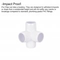 Uxcell 6pack 4 Way Pvc Fittings 1-1 Inch Pipe Fitting Connectors For Building Furniture Diy Shelf Garden Support White