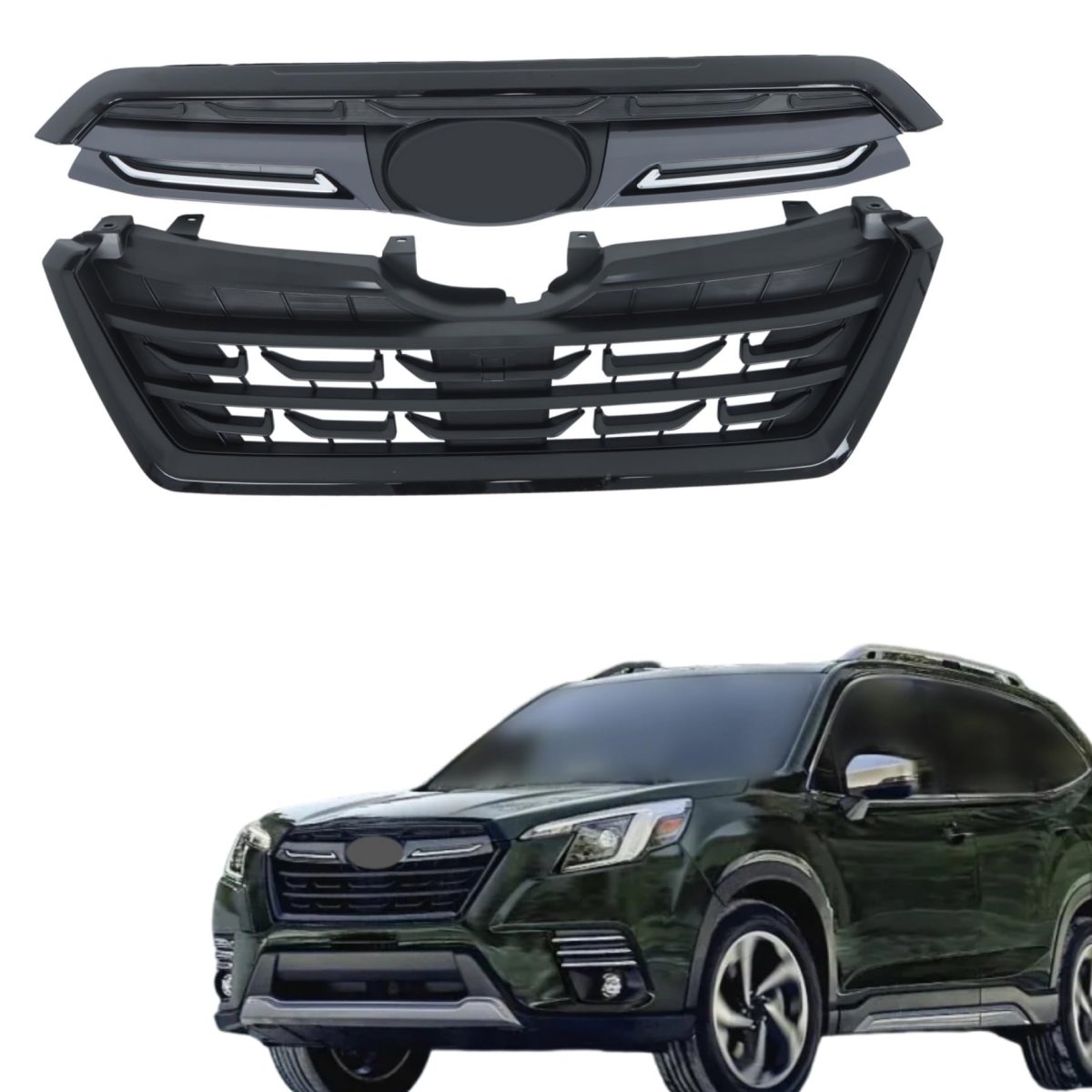 Front Upper Grille Black With Chrome Molding Mesh Style Replacement For Forester 2022 2023 2024 91121sj410