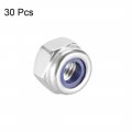 Uxcell Hex Lock Nuts M3 X 0 5mm Stainless Steel Nylon Insert Self-locking For Fasteners 30pcs Silver Tone