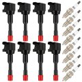 8 Ignition Coils With Iridium Spark Plugs 3 Pins Packs Fits For Honda Civic 1 3l 2003-2011 Coil And Replaces Uf374