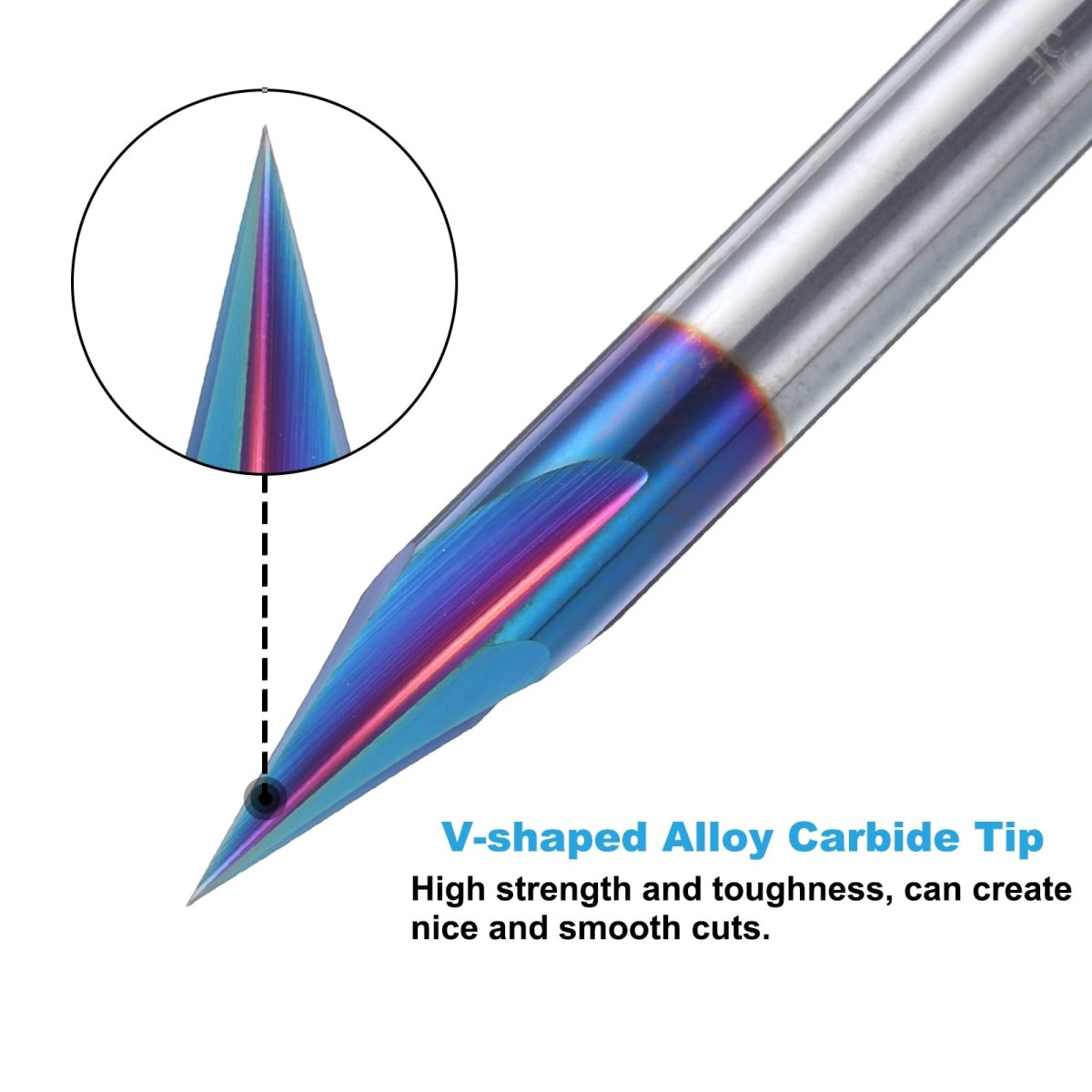 30 Degree V Groove Engraving Router Bit For Cnc Tip And 3 Flutes 1 4 Inch Shank Carving Nano Coated Carbide End Mill