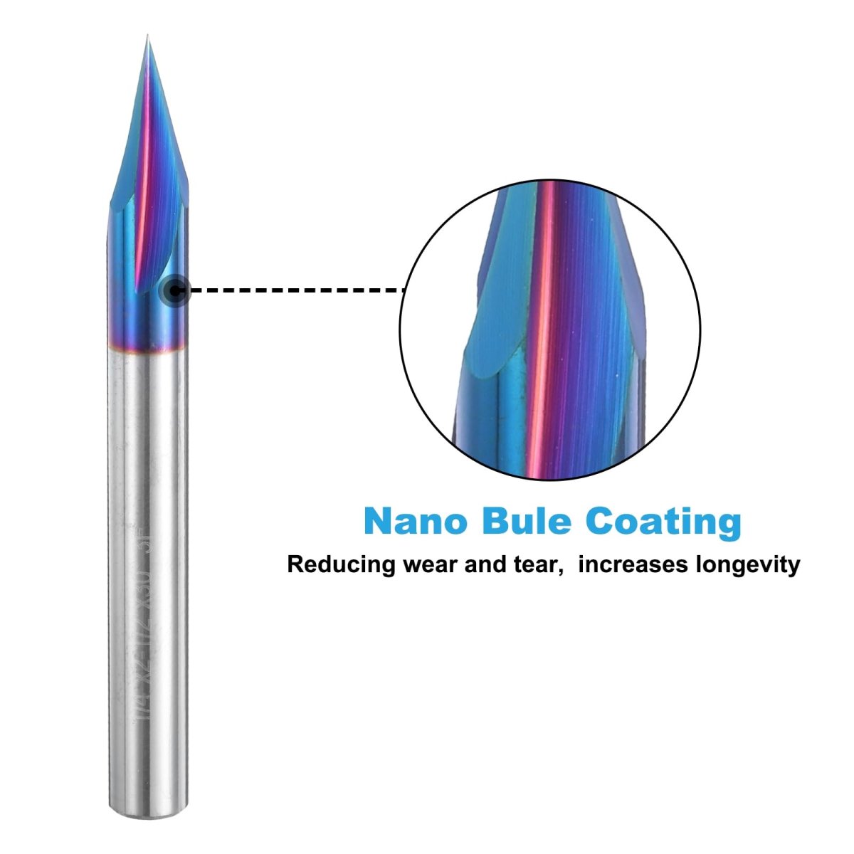 30 Degree V Groove Engraving Router Bit For Cnc Tip And 3 Flutes 1 4 Inch Shank Carving Nano Coated Carbide End Mill