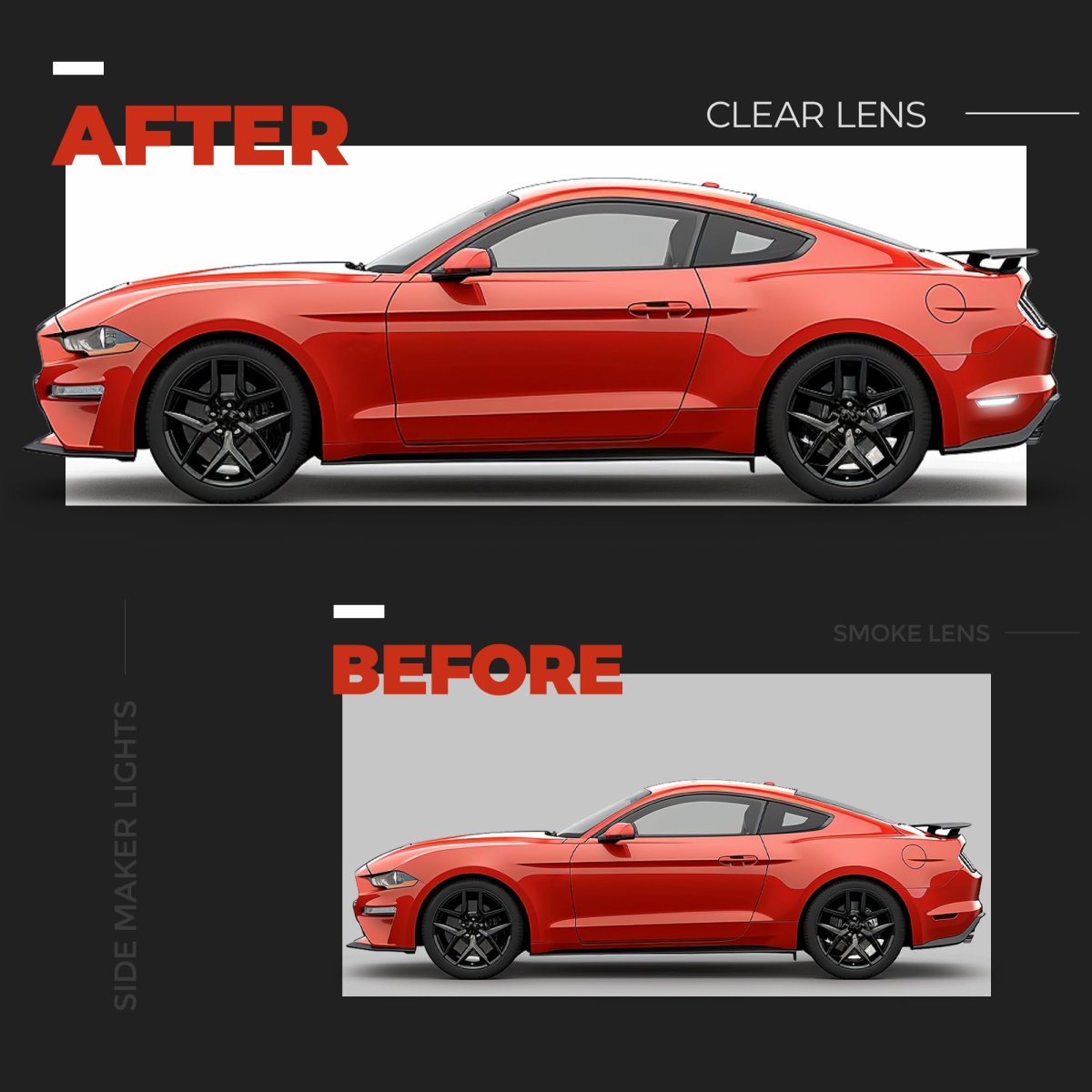 Rear Side Marker Lights For 2015 2023d Mustang Clear Lens White Led Lamp Reflector Pair Replacement For Fr3z15a201a Fr3z15a101a
