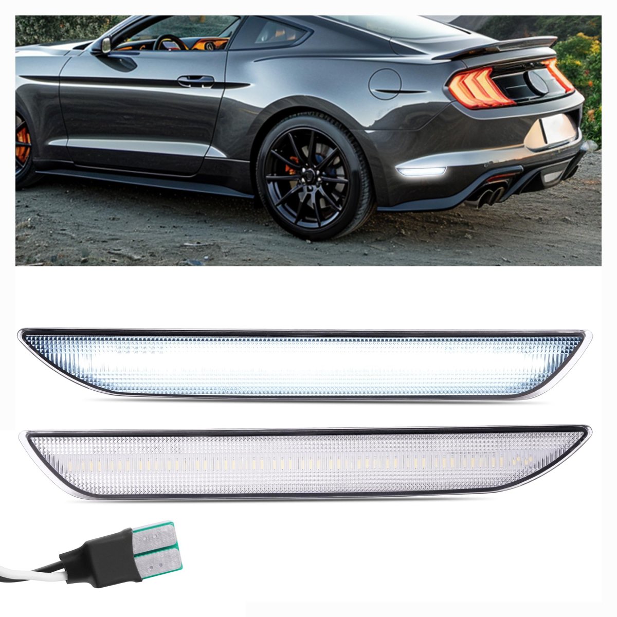 Rear Side Marker Lights For 2015 2023d Mustang Clear Lens White Led Lamp Reflector Pair Replacement For Fr3z15a201a Fr3z15a101a