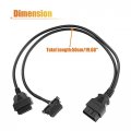 5 Set Obd Ii Obd2 16pin Extension Splitter Y Cable 1 Male To 2 Female With Underdash Bracket