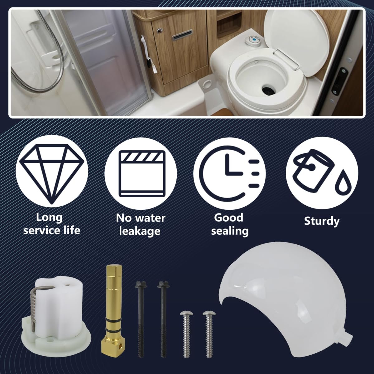 385318162 Rv Toilet Flush Pedal Ball Shaft Kit For Dometic Sealand Vacuum Model Toilets
