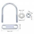 Uxcell Round U-bolts 4 Sets 1 65 42mm Inner Width 70mm Length Steel M6 With Nut Plate Washer