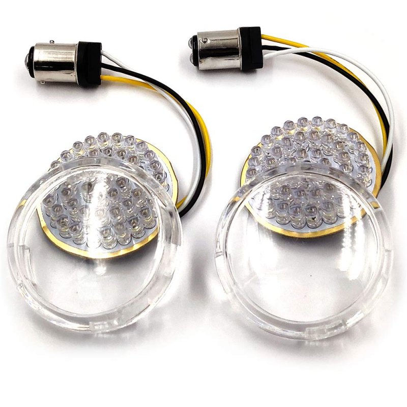 2pcs 2 In 1157 Bullet White Amber Led Turn Signal Insert With Lens Cover For H D Front Halo Ring Signals Clear Protective