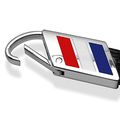 Ford F-150 In Red On Real Carbon Fiber Leather Key Chain With White Blue Stripe