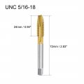 Spiral Point Plug Threading Tap Unc 5 16-18 Thread Ground Threads H2 3 Flutes High Speed Steel Hss 6542 Titanium Coated Round