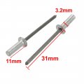 Uxcell 3 2mmx11mm Aluminum Countersunk Head Closed End Blind Rivets Fastener 200pcs