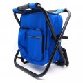 Portable Folding Camping Fishing Chair Stool With Insulated Cooler Bag And Travel Backpack Blue Stainless Steel Outdoor Seat 