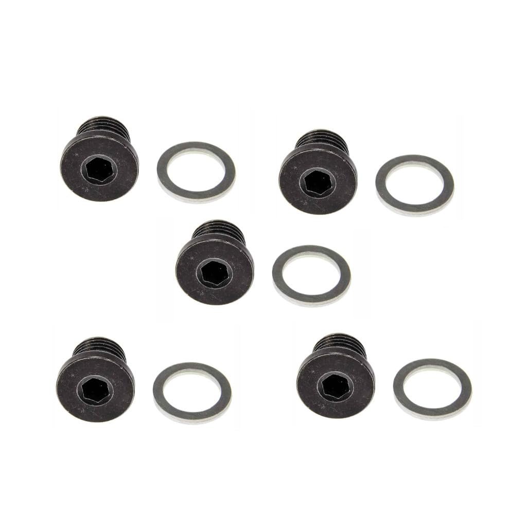 Engine Oil Drain Plug For Audi S4 2010 2016 5 Pieces With Washers Steel And Aluminum Black Allen Key Head Replacement N0138157