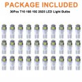 Glofe 30 Pack Super Bright 194 Led Bulb Blue White Red T10 Wedges 5smd 5050 Chips 168 Bulb Replacement For W5w 2825 158 501