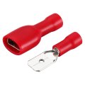 Baomain Male Female Quick Disconnects Vinyl Fully Insulated Spade Wire Connector Electrical Crimp Terminal 22-16 Awg 6 3mm Red 