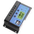 Intelligent Solar Charge Controller Pwm 12v 24v Dual Usb Panel Regulator Lcd Display 30a With Auto Parameter Adjustability