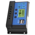 Intelligent Solar Charge Controller Pwm 12v 24v Dual Usb Panel Regulator Lcd Display 30a With Auto Parameter Adjustability
