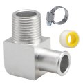 90 Degrees Short Bend Heater Hose Connector 6061 Aluminium Alloy Fitting 1 2 In Npt To 5 8 Barb For Pumps Or Intake Manifolds 