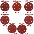 Hifrom 78pcs 5 Inch Sanding Discs 6-hole Dustless Hook-and-loop 60 80 100 120 180 240 320 Grit Sandpaper Assortment For Random