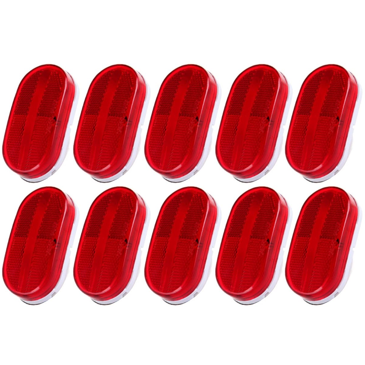 10 Pack Led Rectangular Trailer Side Marker Clearance Lights Red Waterproof Surface Mount Lamps For Truck Rv Atv And Heavy Duty