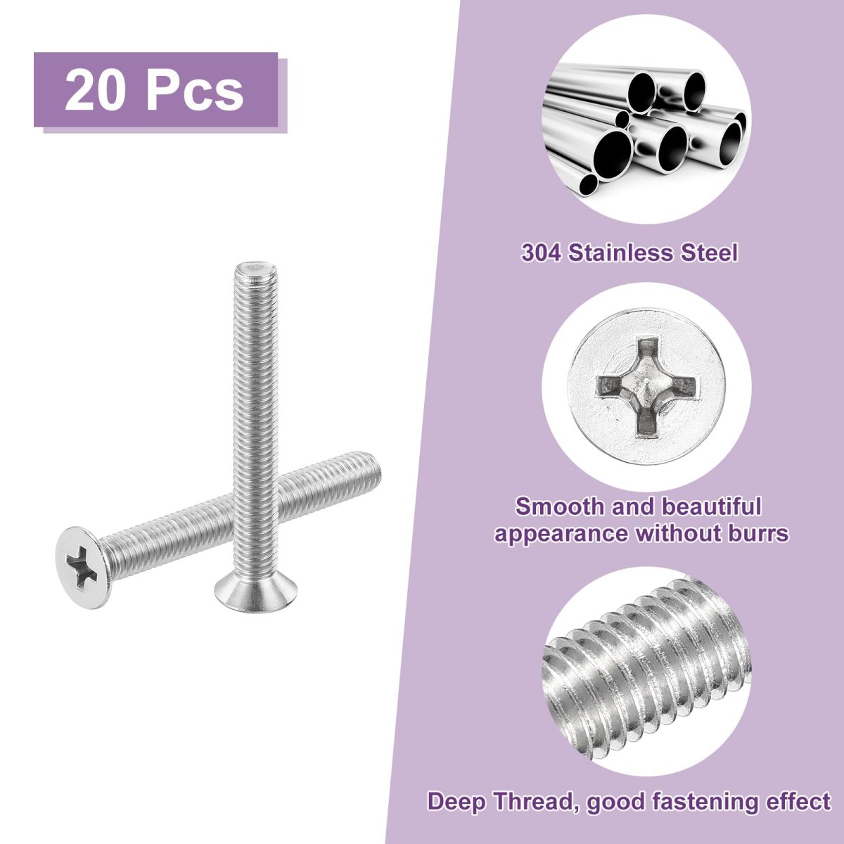 20 Pcs M5 0 8x40 Machine Screws Phillips Pan Cross Head Fastener Bolts 304 Stainless Steel Silver For Wall Socket And House