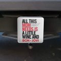 Bon Jovi Mom Needs Wine And Tow Trailer Hitch Cover Plug Insert