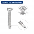 Uxcell 6 X 1 Self Drilling Screws 100pcs 304 Stainless Steel Phillips Pan Head Tapping For Wood Plastic