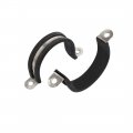 Uxcell 38mm Dia Rubber Lined U Shaped 304 Stainless Steel Pipe Clip Hose Clamp 8pcs