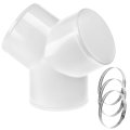 3 Way Y Shape Duct Connector With Hose Clamps 4 Inch Diameter Abs Splitter For Exhaust Fan And Dryer Vent 