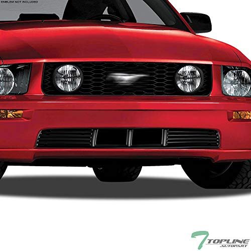 Front Lower Bumper Grill Grille For 2005-2009 Ford Mustang V6 With Pony Package Matte Black Horizontal Style Abs Plastic