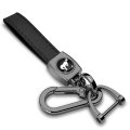 Ford Bronco Logo In Black On Leather Loop-strap Dark Gunmetal Hook Key Chain 