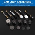 Furniture Cam Lock Fitting Kit 25 Set 3 In 1 Fixing Screws With M6x33mm Dowel Fasteners And Plastic Caps For Table Cabinet