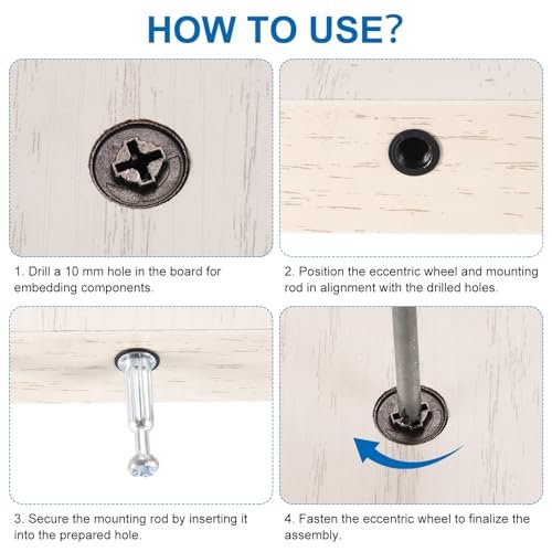 Furniture Cam Lock Fitting Kit 25 Set 3 In 1 Fixing Screws With M6x33mm Dowel Fasteners And Plastic Caps For Table Cabinet