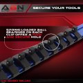 Abn Blue Aluminum Sae Standard 1 4in Drive Socket Holder A Rail And Clips Tool Organizer