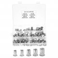 Uxcell 185pcs Rivet Nuts 8-32 10-24 1 4-20 5 16-18 3 8-16 304 Stainless Steel Knurled Flat Head Threaded Insert For Metal