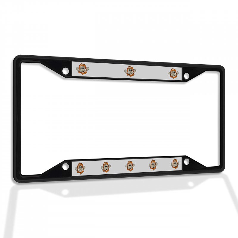Fastasticdeals Metal Insert License Plate Frame Silly Monkey Face Weatherproof Car Accessories Black 4 Holes Solid