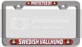 Protected By Swedish Vallhund Dogs Pets Ch 3d Metal License Plate Frame Auto Suv Truck Tag Holder H16 