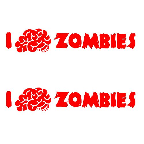 Auto Vynamics Bmpr-iheart-zombies-8-gred Gloss Red Vinyl I Love Heart Zombies Stickers W Human Brain As Design 2 Decals