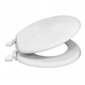 Round Traditional Wood Toilet Seat With Smooth Edge White 