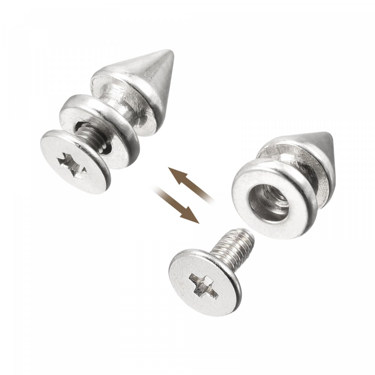 8x12mm Screw Back Stud Rivets Spikes Zinc Alloy For Diy Silver Tone 100 Sets