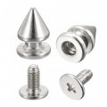 8x12mm Screw Back Stud Rivets Spikes Zinc Alloy For Diy Silver Tone 100 Sets 