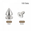 8x12mm Screw Back Stud Rivets Spikes Zinc Alloy For Diy Silver Tone 100 Sets