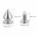 8x12mm Screw Back Stud Rivets Spikes Zinc Alloy For Diy Silver Tone 100 Sets