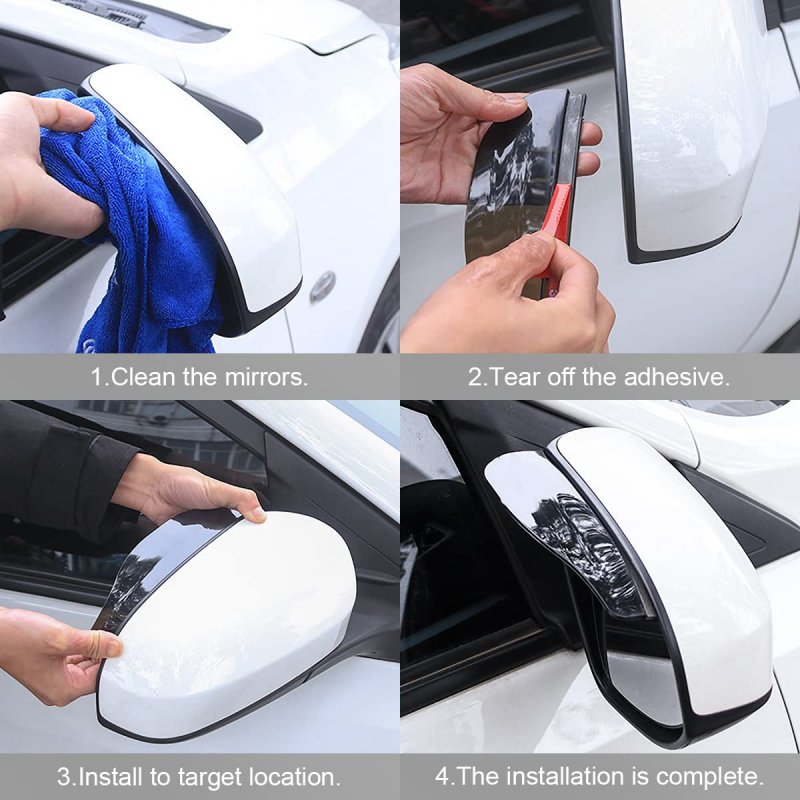 2pcs Car Rear View Mirror Rain Eyebrowsproof Auto Side Guard Waterproof Pvc Vehicle Rearview Rain Visor Smoke Cover Accessories