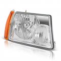 Ocpty Headlight Assembly Pair Replacement Ford For Ranger 2001-2011 Chrome Housing Amber Reflector Clear Lens Driver Passenger