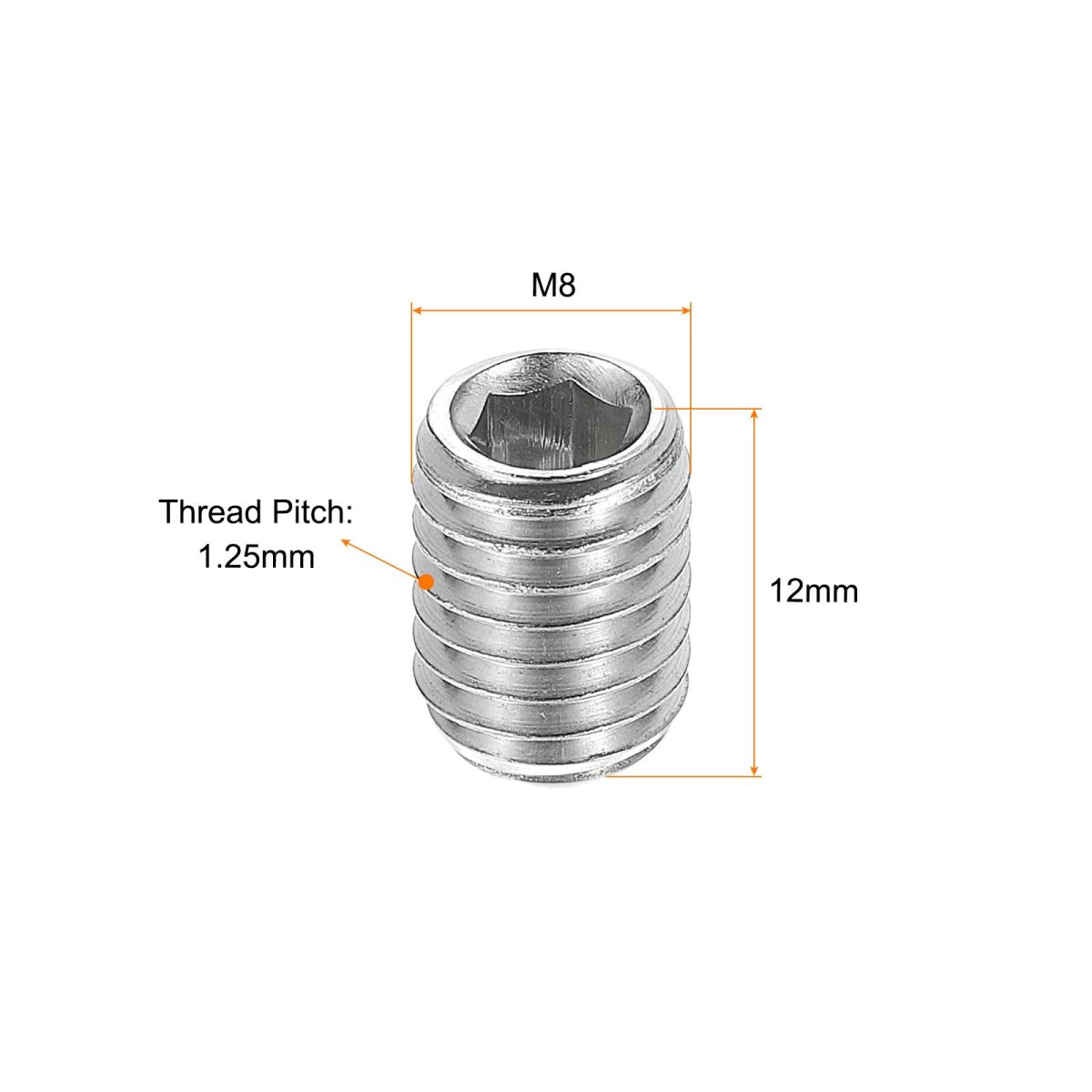 Ball Point Set Screws M8 X 12mm 304 Stainless Steel Metric Spring Hex Socket Screw 20pcs